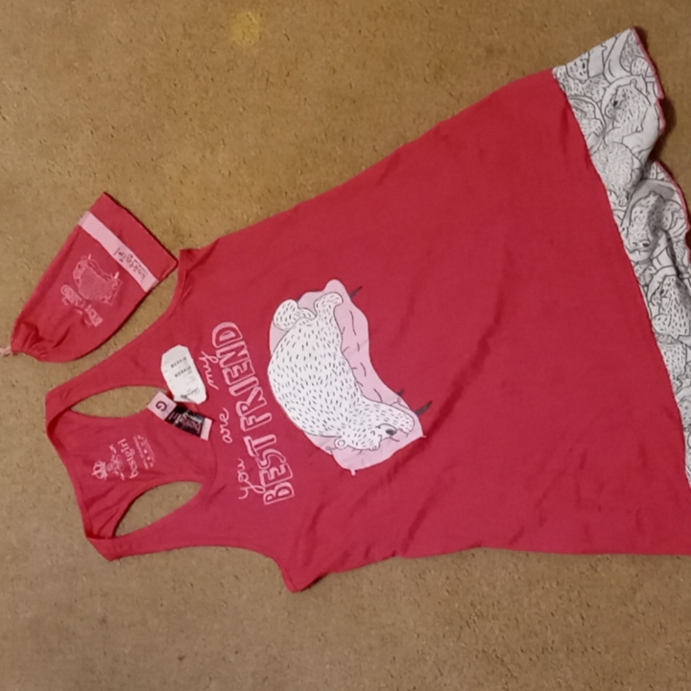 NWT girls pink You Are My Best Friend nightgown, with carry bag. Sz L